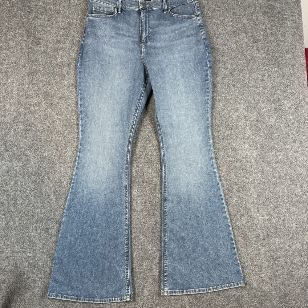๐ Lee Flare Jeans Womens 12x32 High Rise Bell Bottom Wide Leg Medium Wash Denim